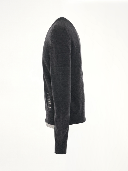 Distressed Wool Jumper in Dark Grey