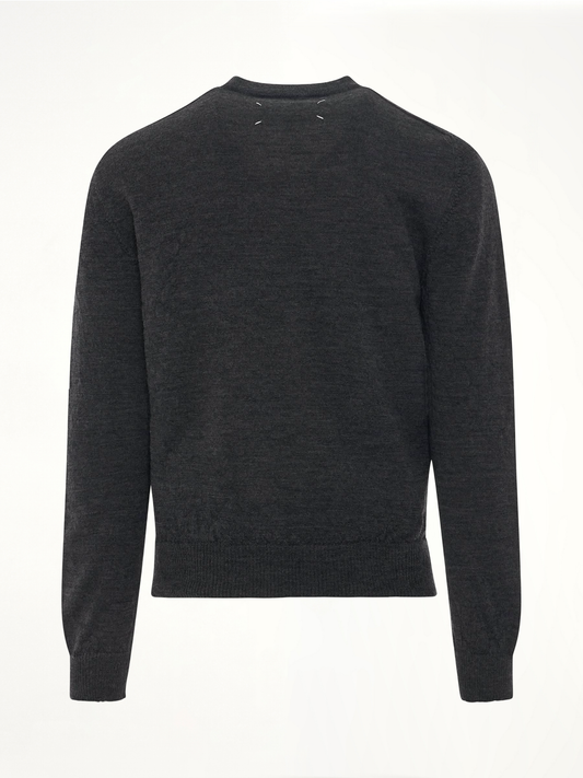 Distressed Wool Jumper in Dark Grey