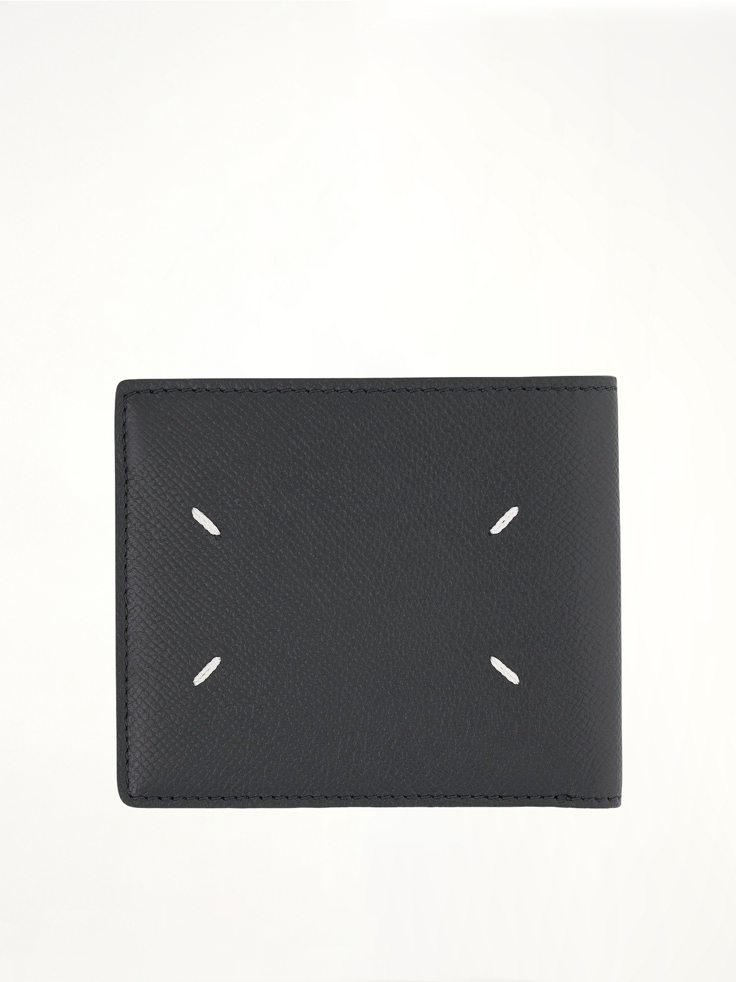 Grained Slim Bi-Fold Wallet in Black