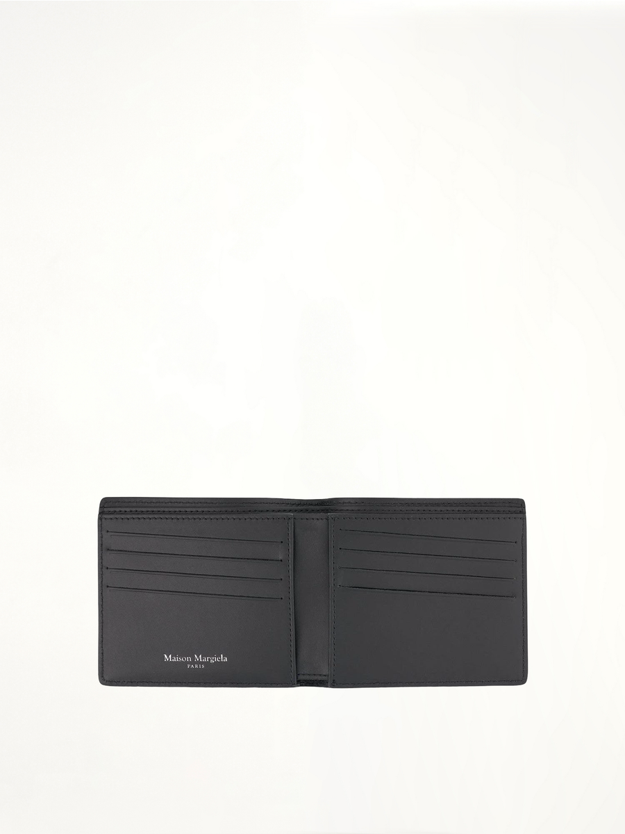 Grained Slim Bi-Fold Wallet in Black