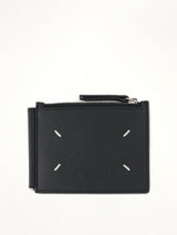 Four Stitch Logo Wallet with Zip in Black