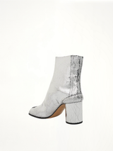 Tabi Mirror Ankle Boots 8cm in Silver Back View | MAISON MARGIELA