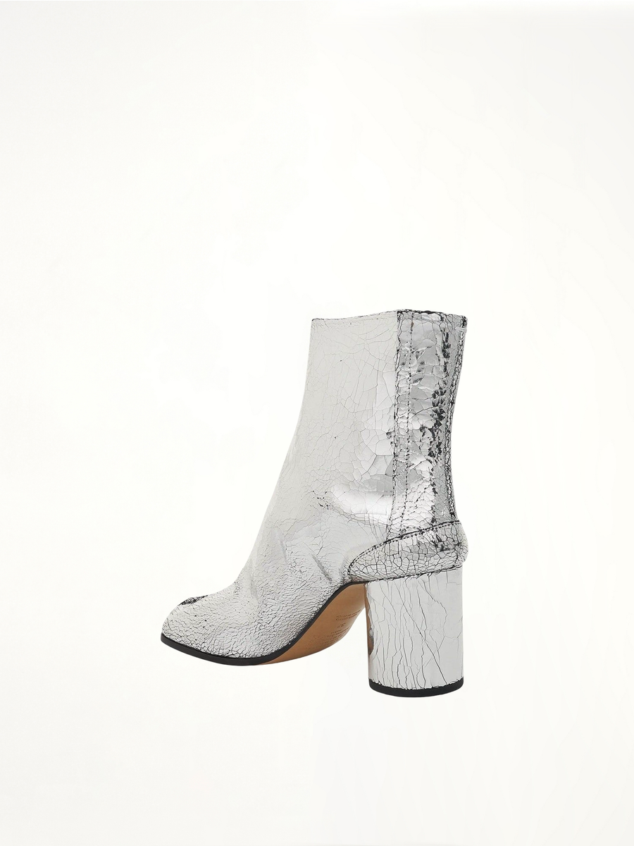 Tabi Mirror Ankle Boots 8cm in Silver Back View | MAISON MARGIELA