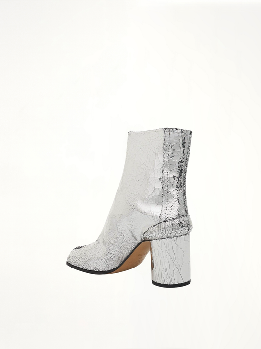 Tabi Mirror Ankle Boots 8cm in Silver