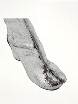 Tabi Mirror Ankle Boots 8cm in Silver Top View | MAISON MARGIELA