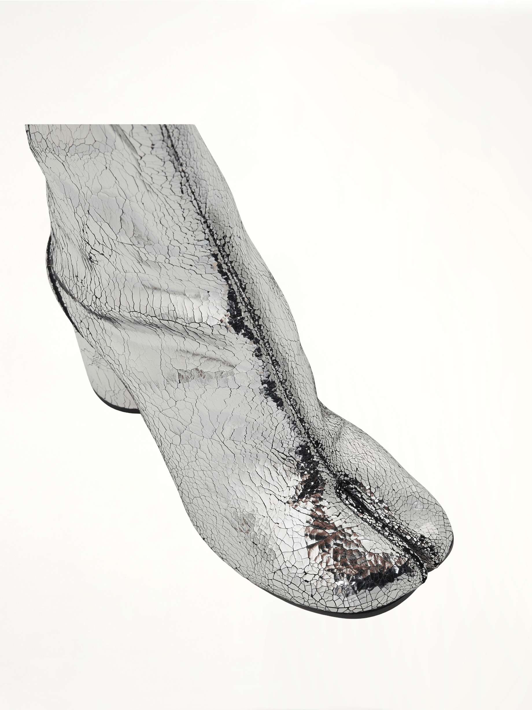 Tabi Mirror Ankle Boots 8cm in Silver Top View | MAISON MARGIELA