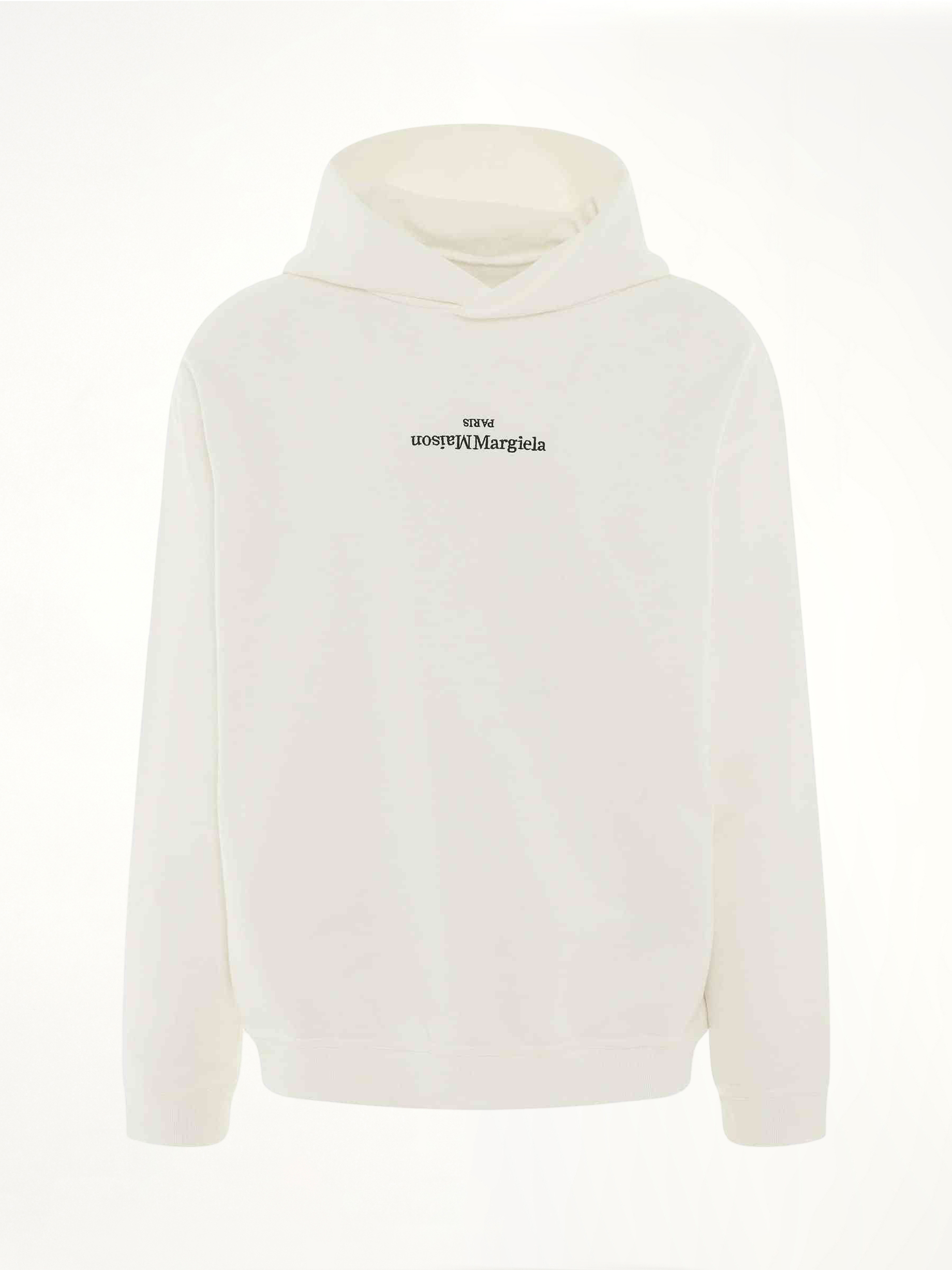 Upside Down Logo Hoodie in White