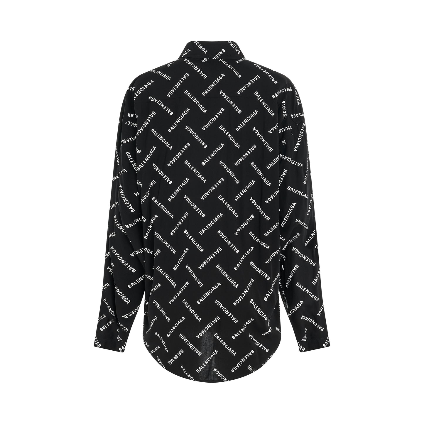 All-Over Logo Long Sleeve Shirt in Black/White