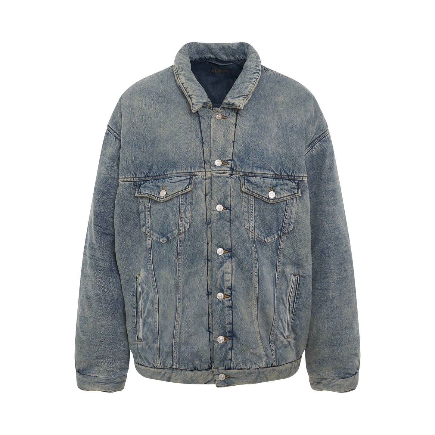 Padded Denim Jacket in Pale Blue