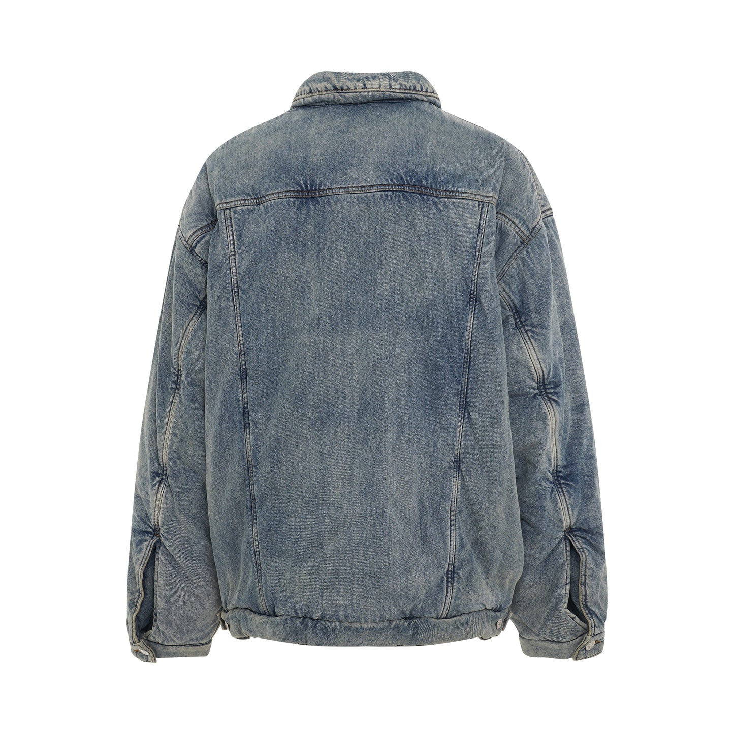 Padded Denim Jacket in Pale Blue