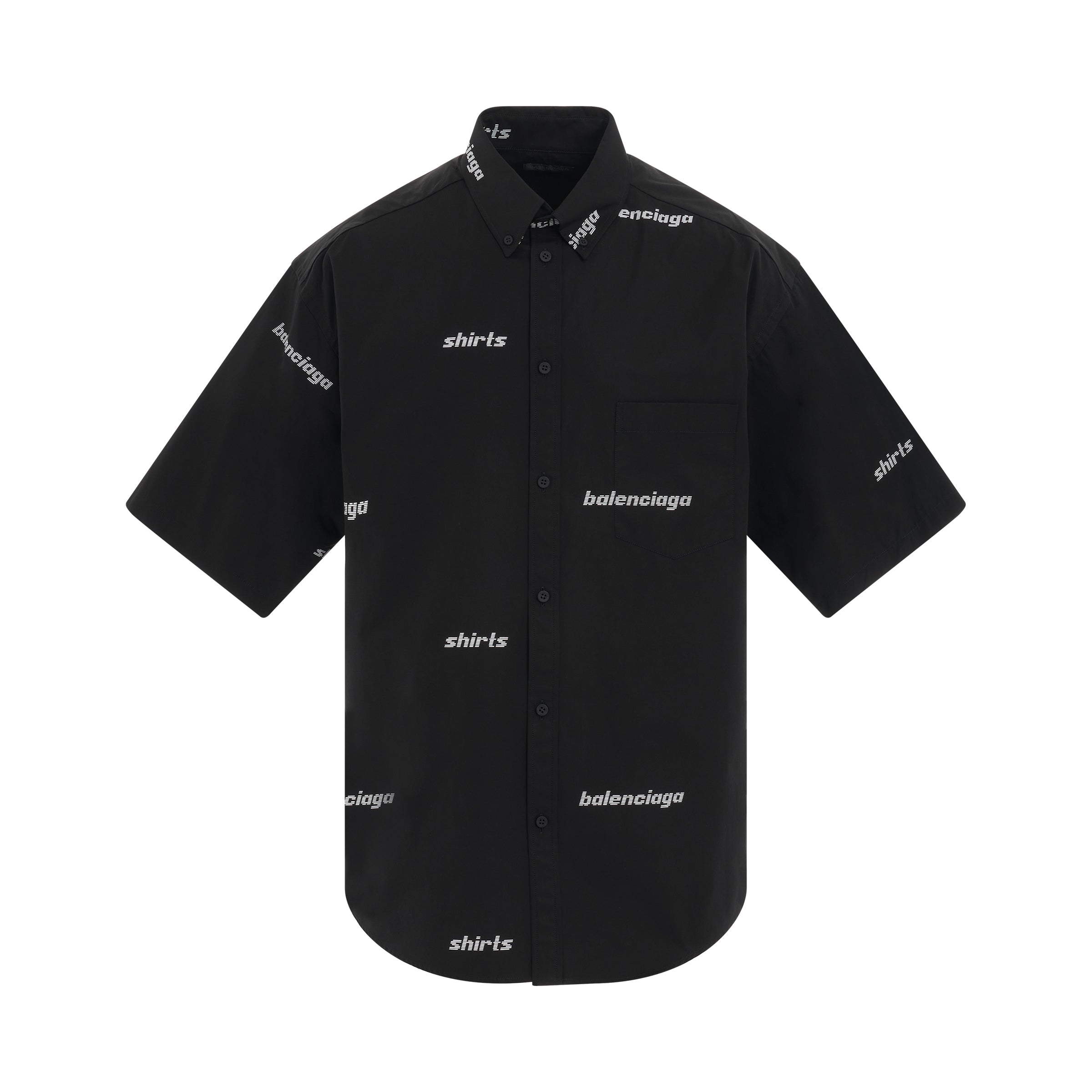 Logo Short Sleeve Large Fit Shirt in Black/White