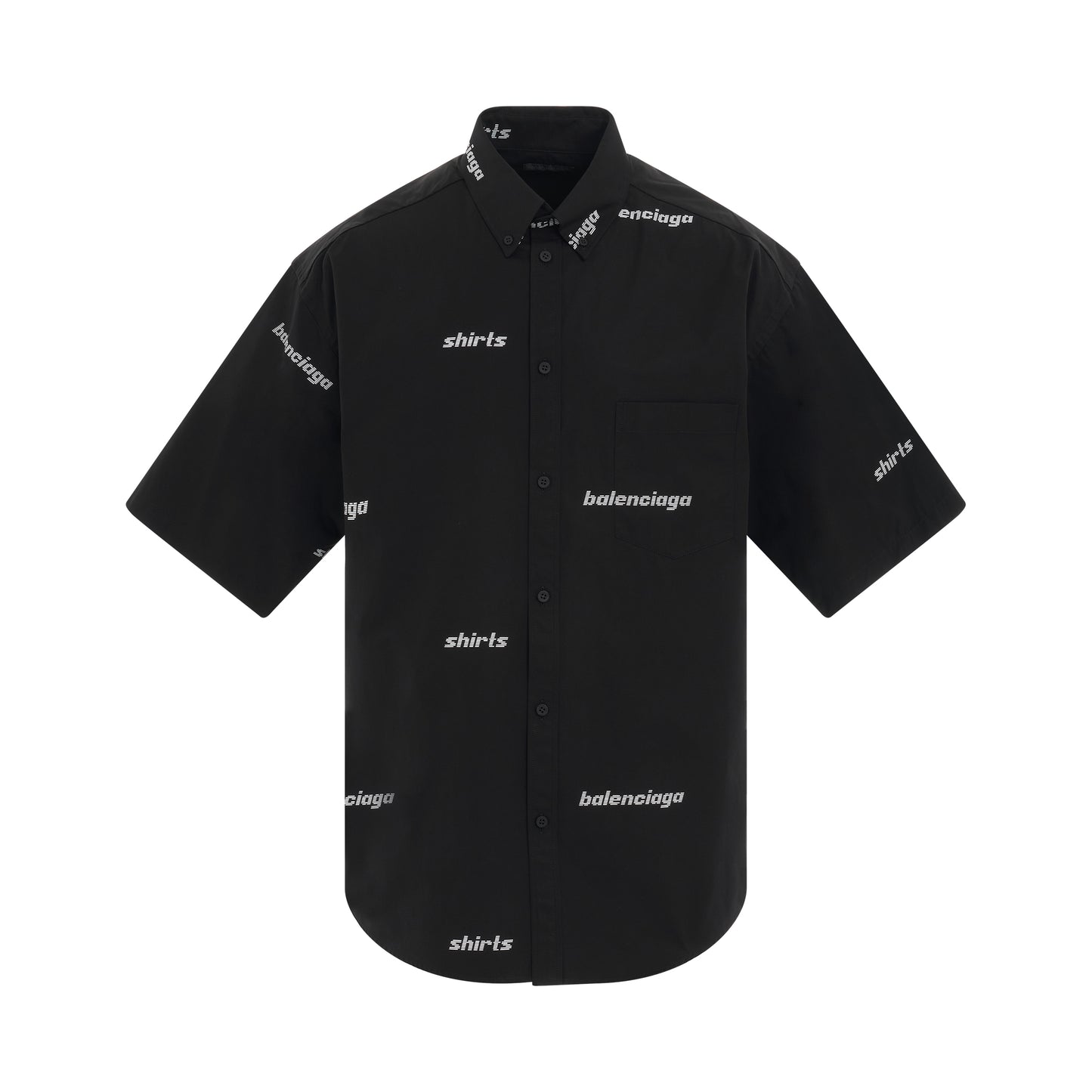 Logo Short Sleeve Large Fit Shirt in Black/White