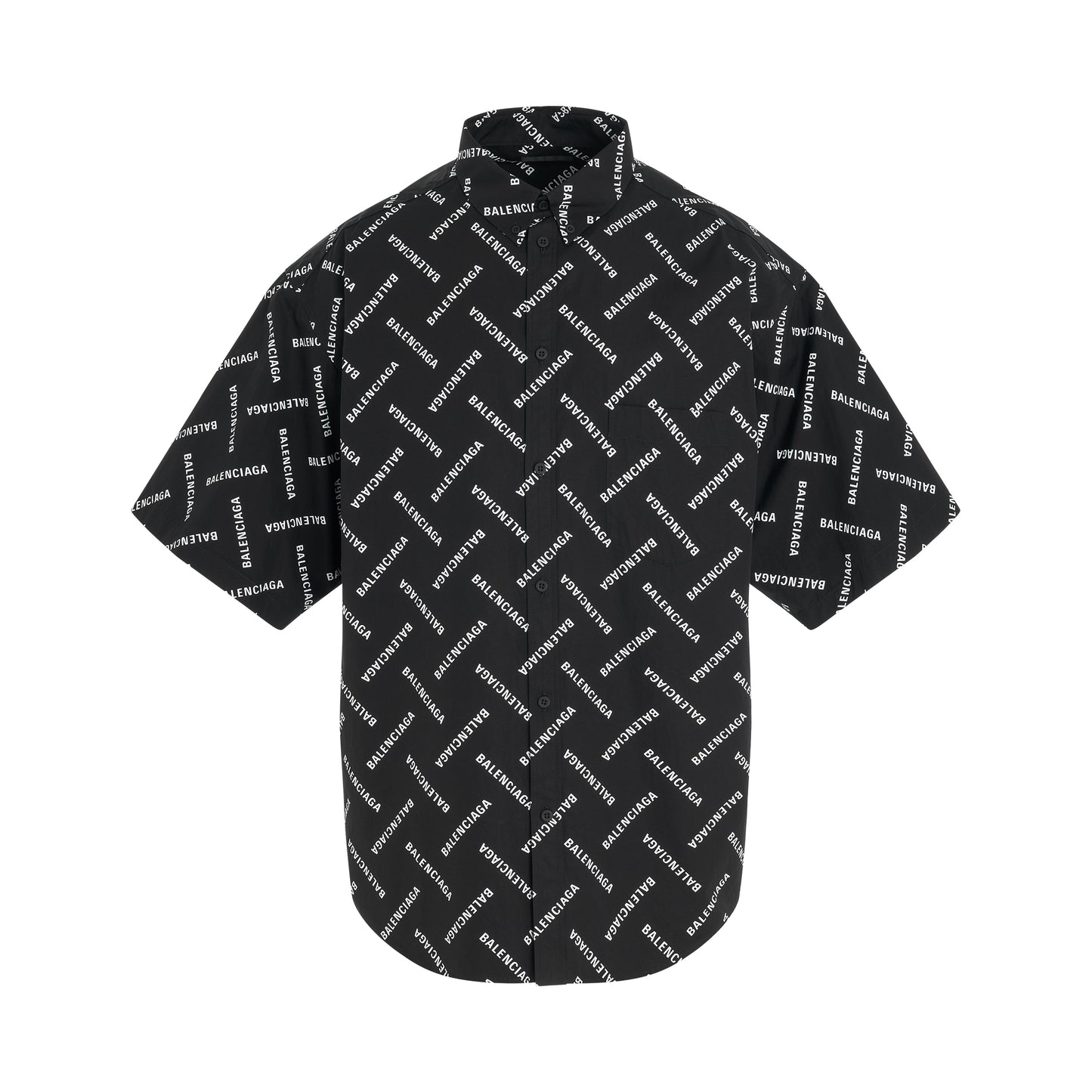 All-Over Logo Short-Sleeve Shirt in Black/White