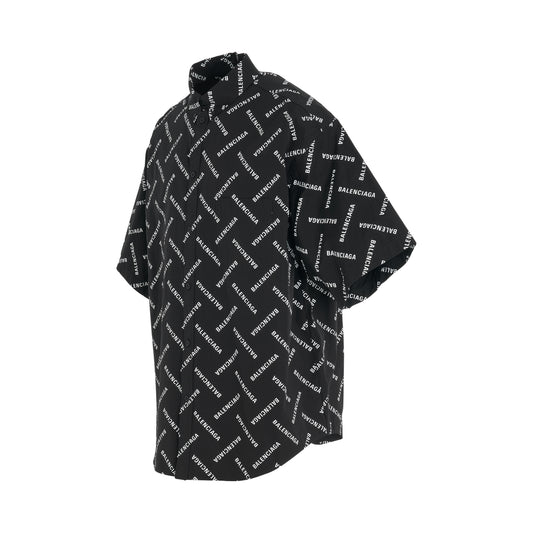 All-Over Logo Short-Sleeve Shirt in Black/White