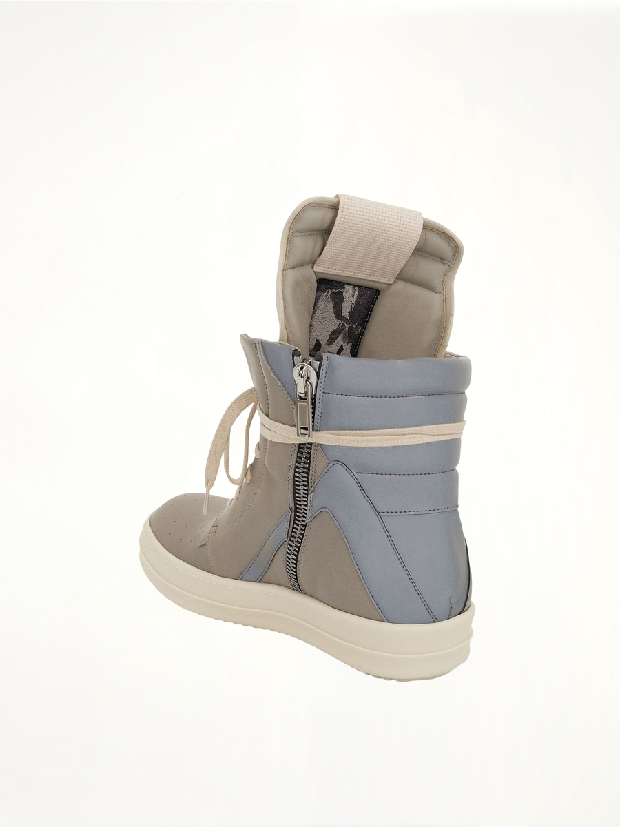 Geobasket Leather Sneaker in Pearl/Reflex Back View | RICK OWENS