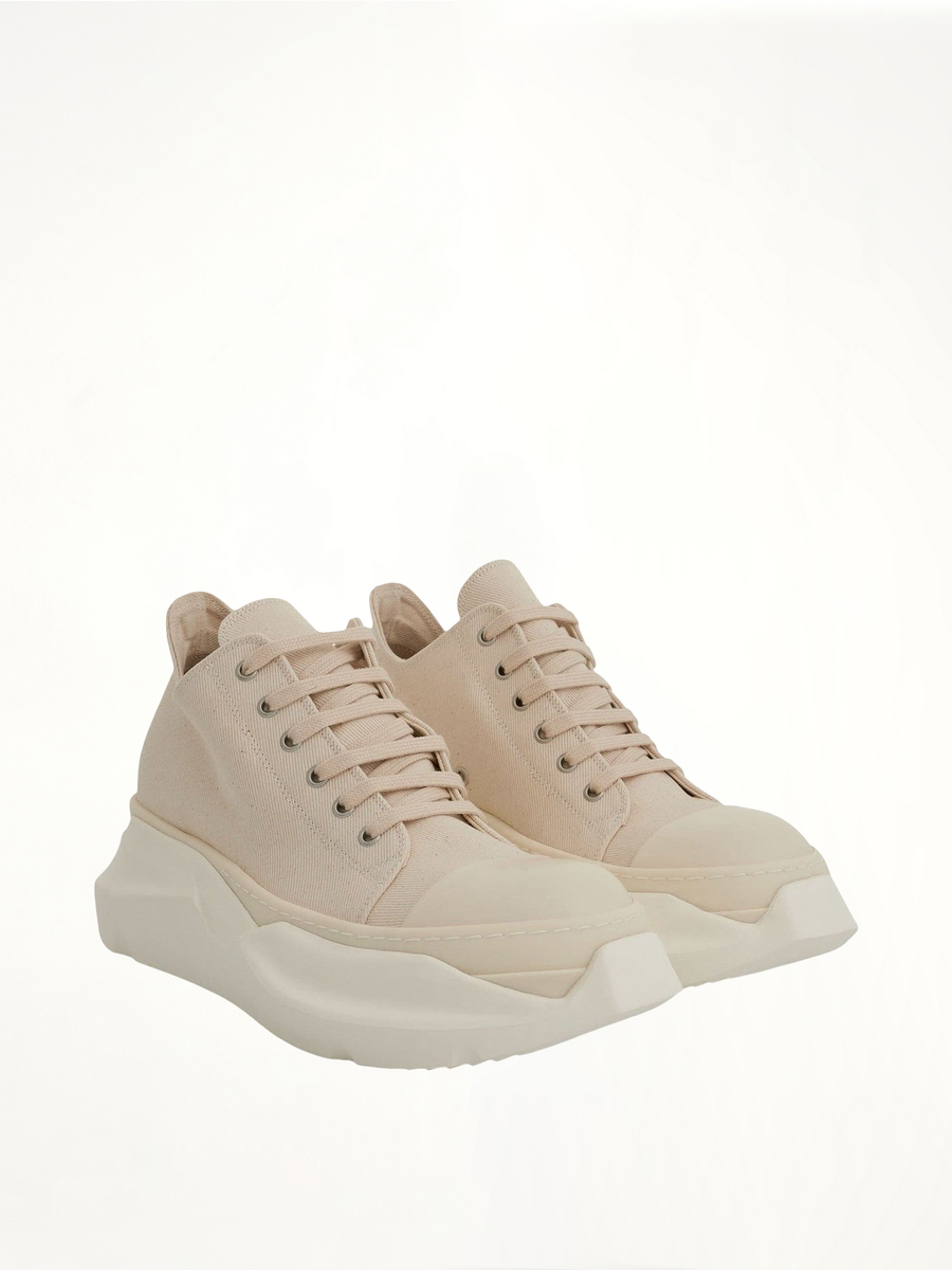 DRKSHDW Abstract Low Denim Sneakers in Natural/Milk Front View | RICK OWENS DRKSHDW