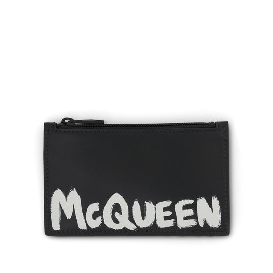 Graffiti Logo Zip Coin Card Wallet in Black