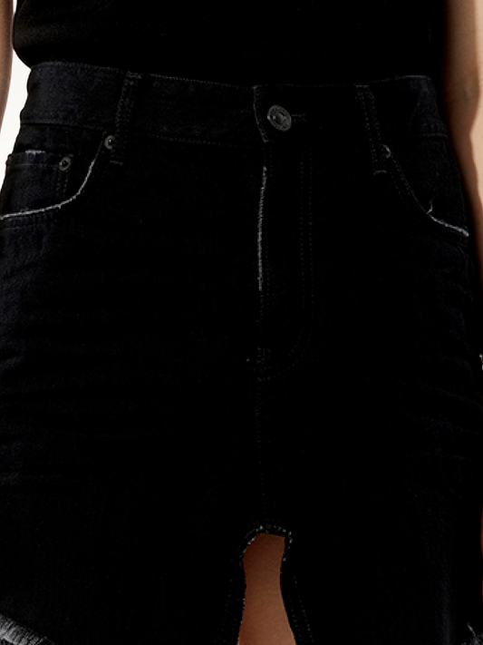 Mini Denim Skirt in Rubber Black