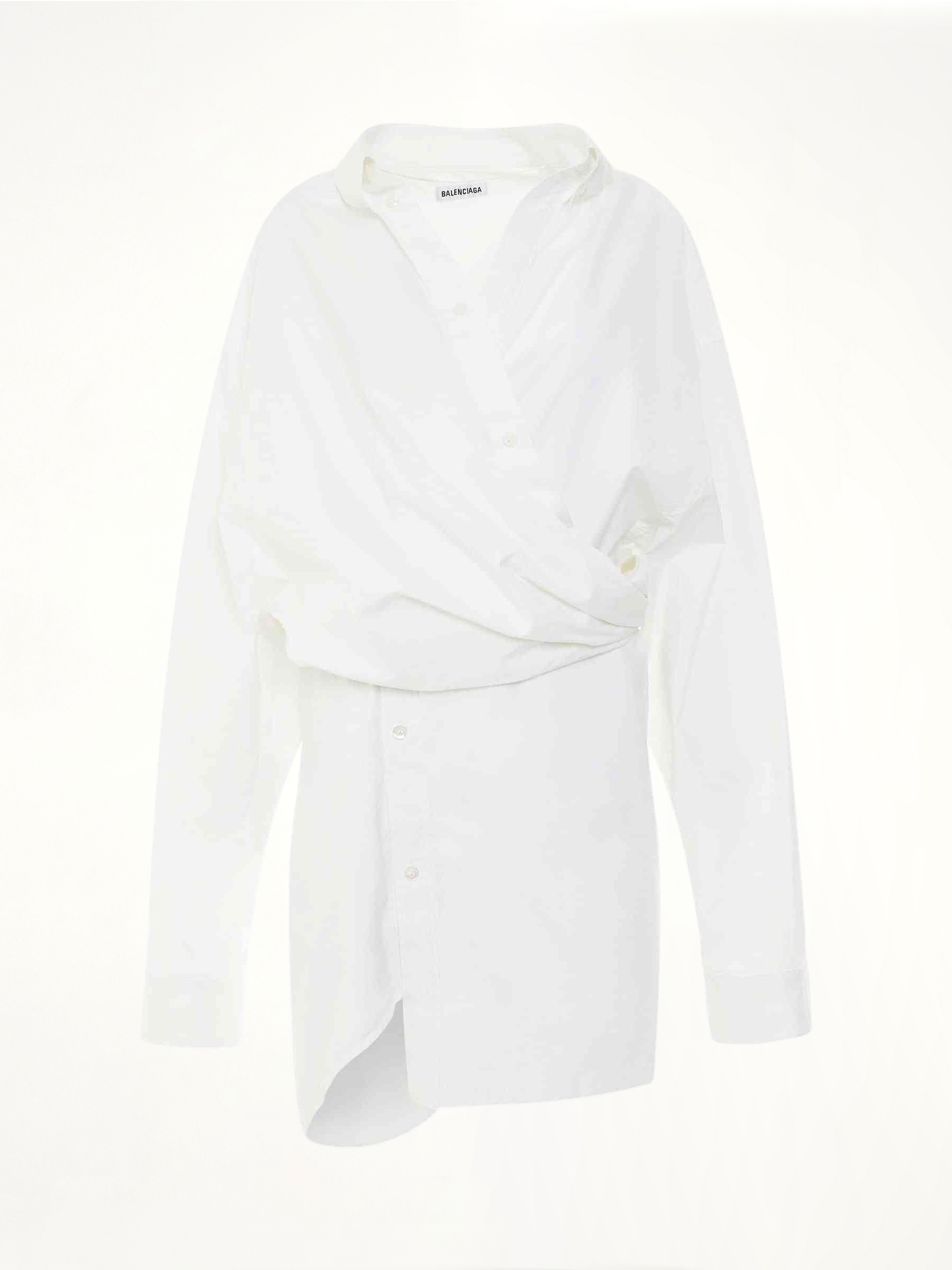 Poplin Wrap Dress in White