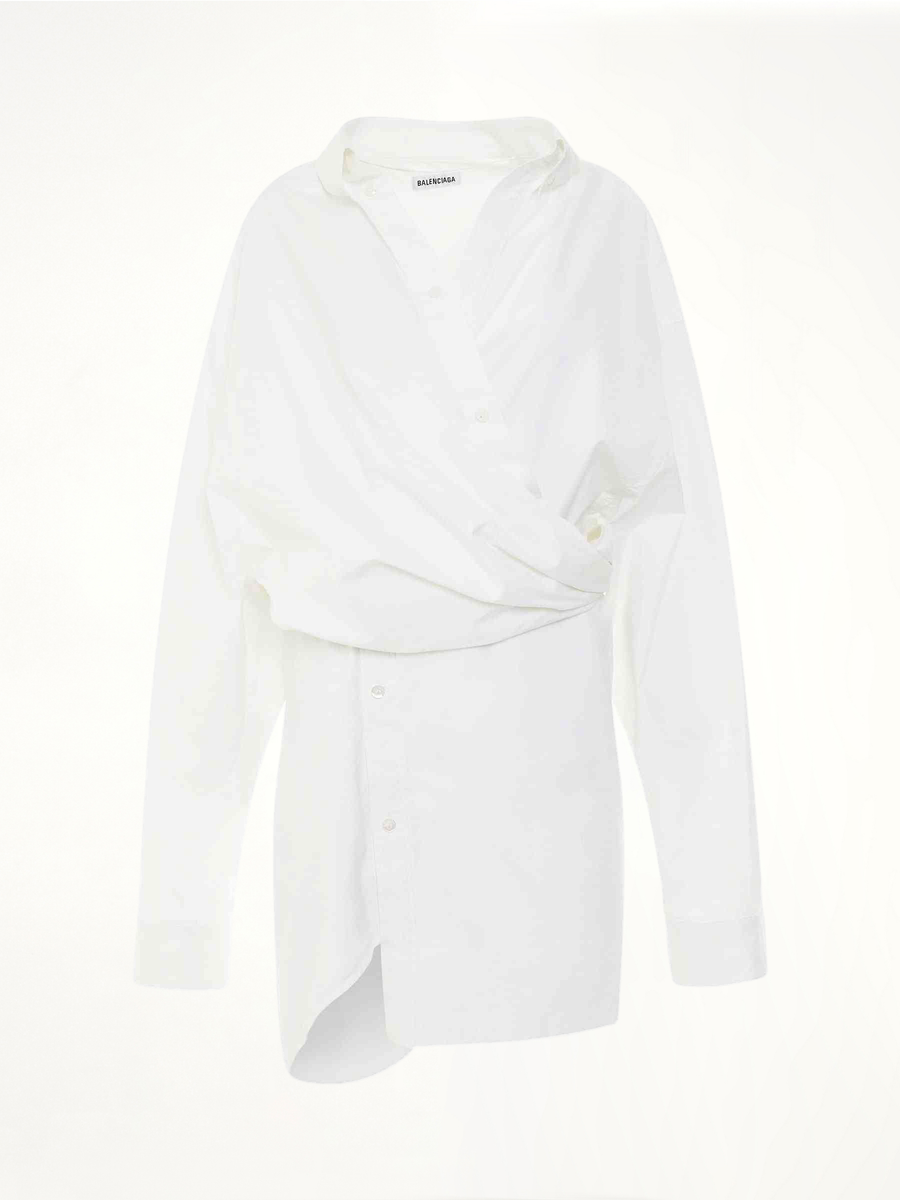 Poplin Wrap Dress in White