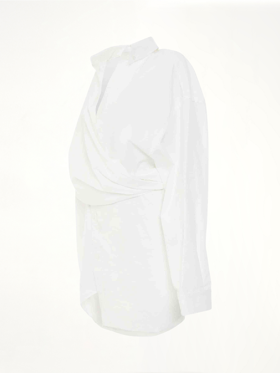 Poplin Wrap Dress in White