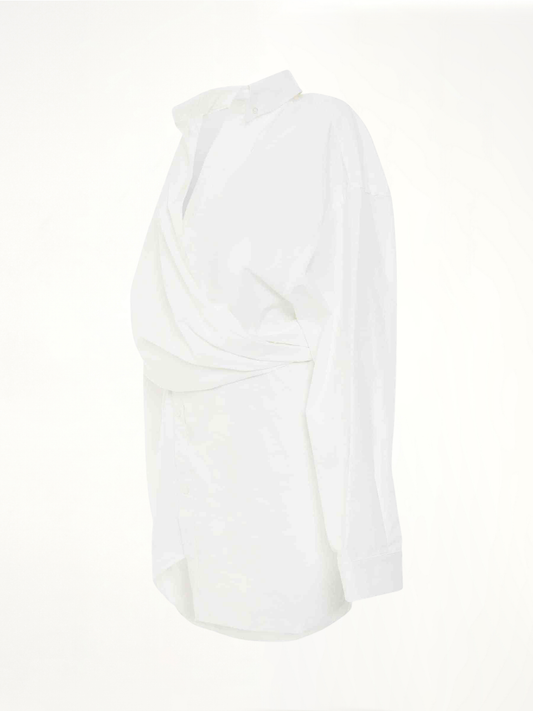 Poplin Wrap Dress in White