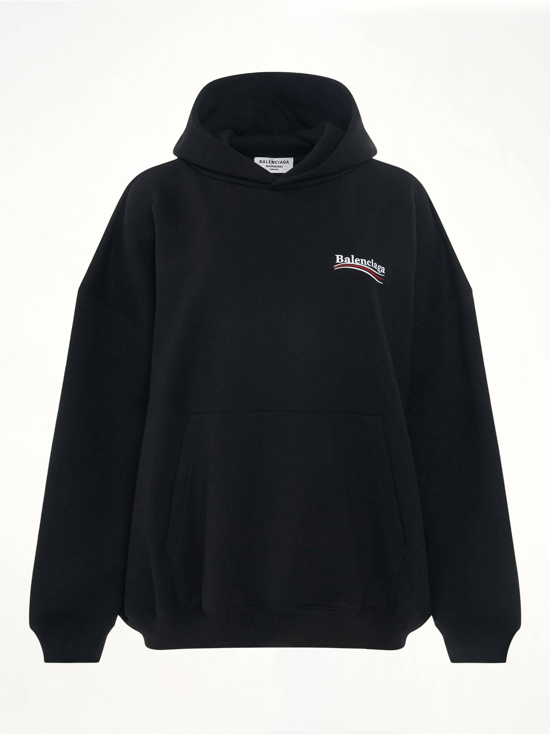 Embroidered Political Campaign Oversized Hoodie in Black/White
