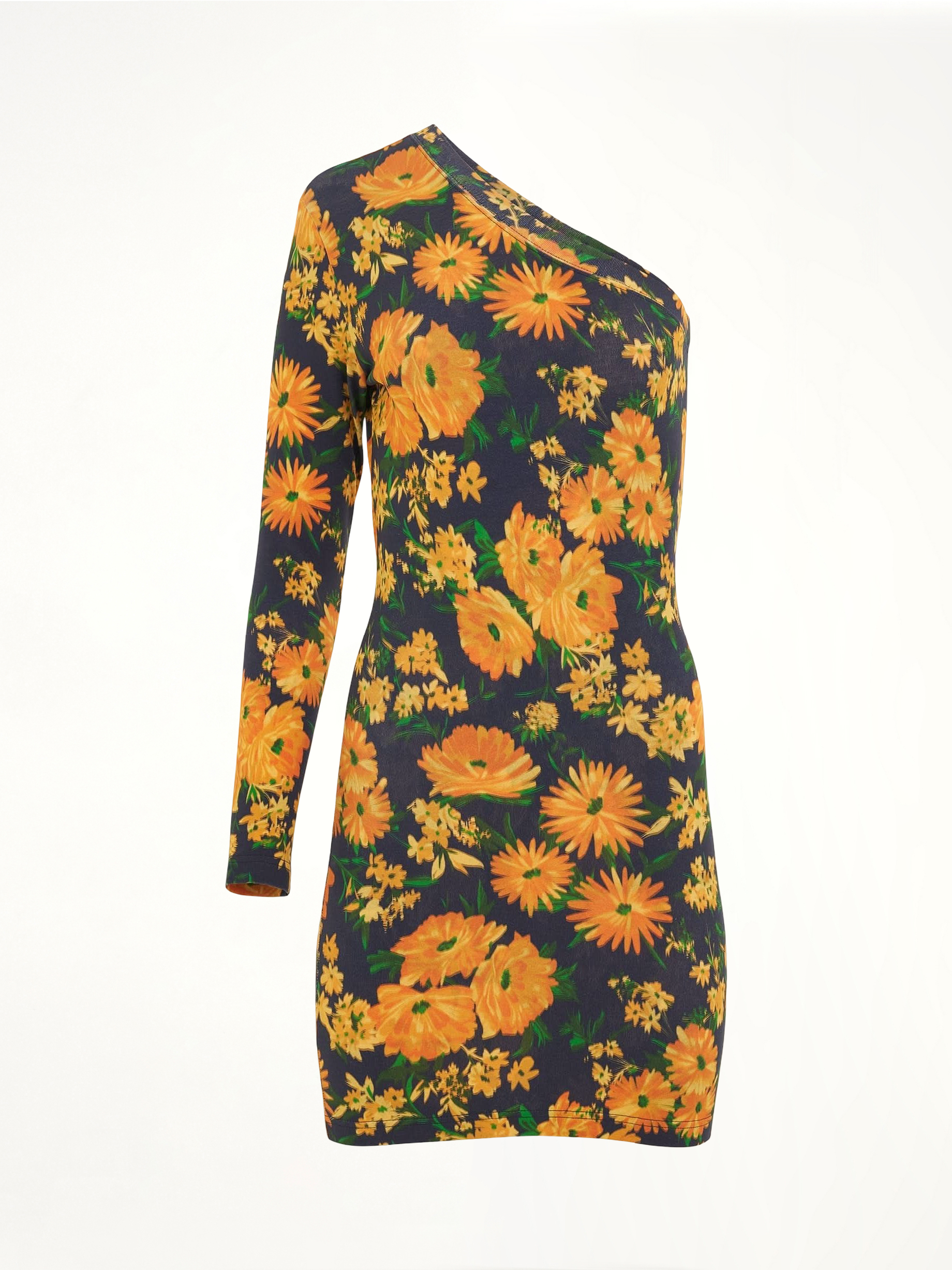 Asymmetric Mini Dress in Yellow/Navy