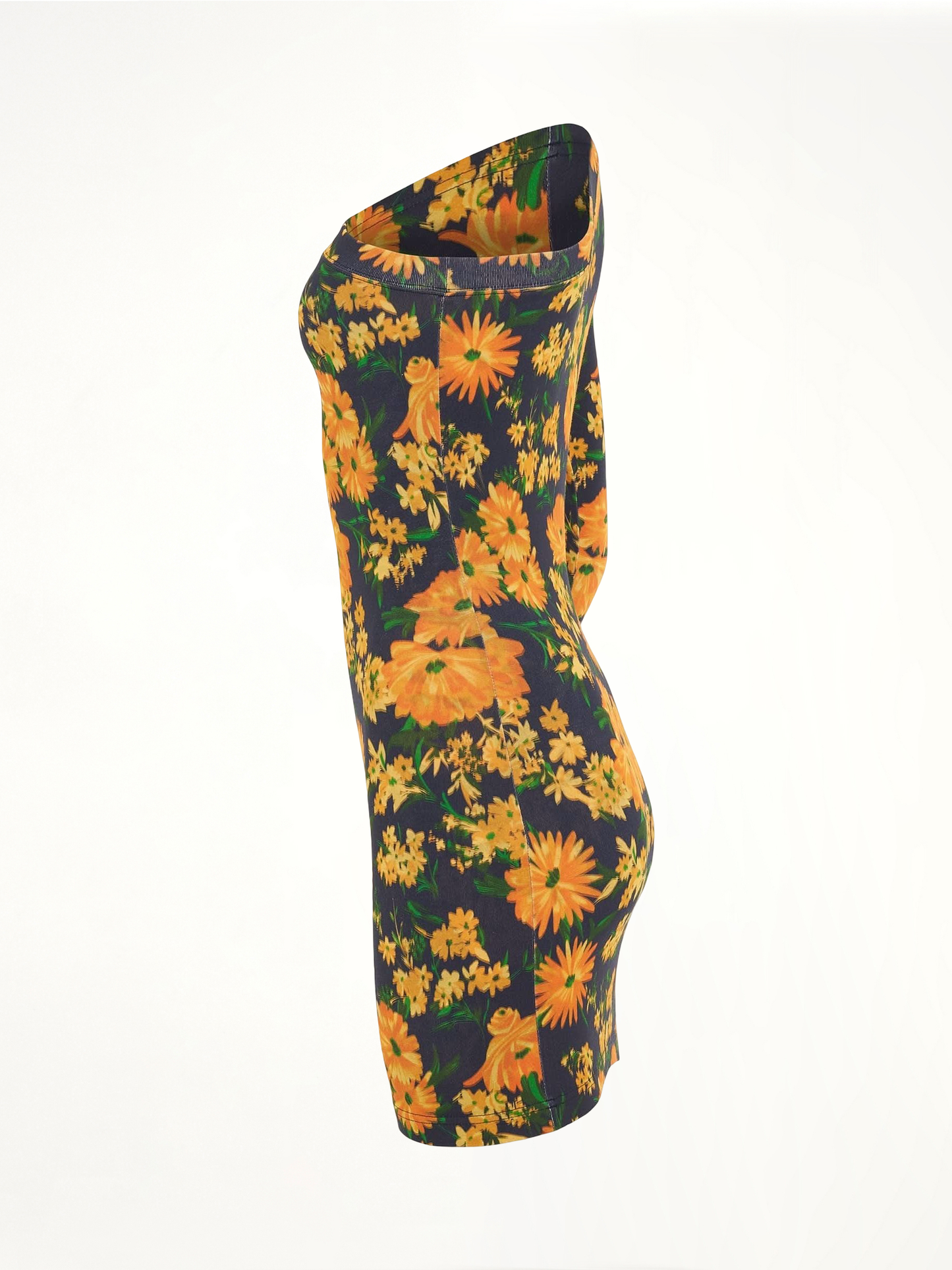 Asymmetric Mini Dress in Yellow/Navy