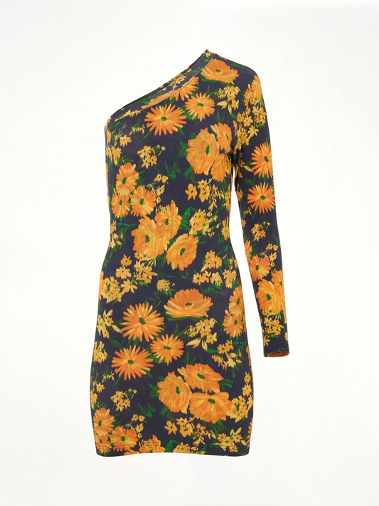 Asymmetric Mini Dress in Yellow/Navy