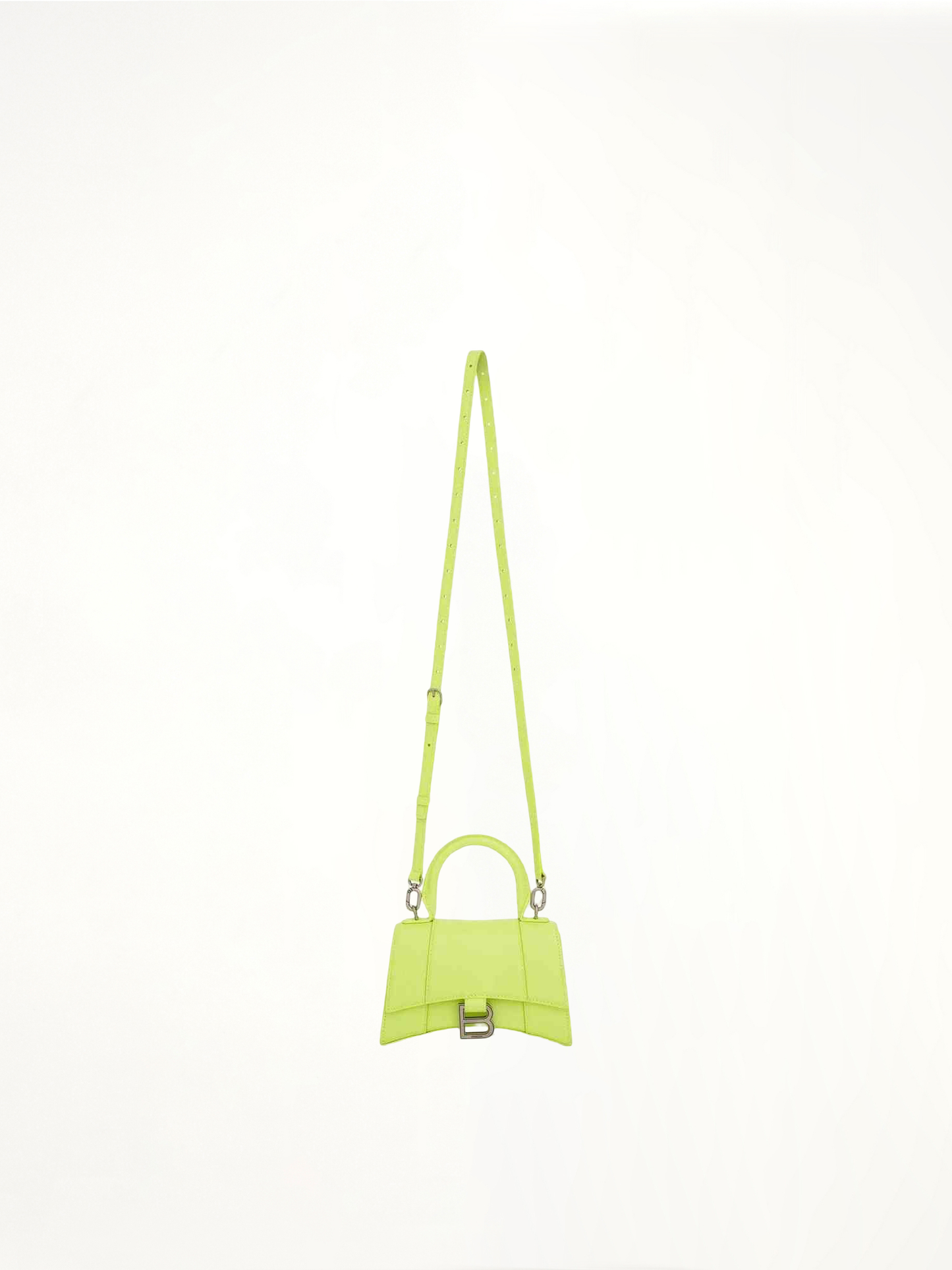 Hourglass XS Croco Embossed Bag in Fluo Yellow