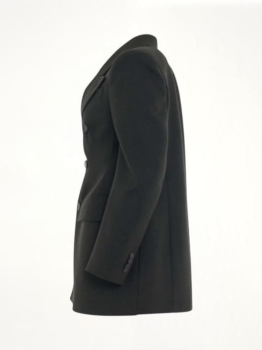 Double Breasted Hourglass Blazer in Khaki/Black