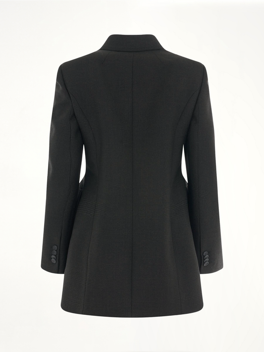 Double Breasted Hourglass Blazer in Khaki/Black