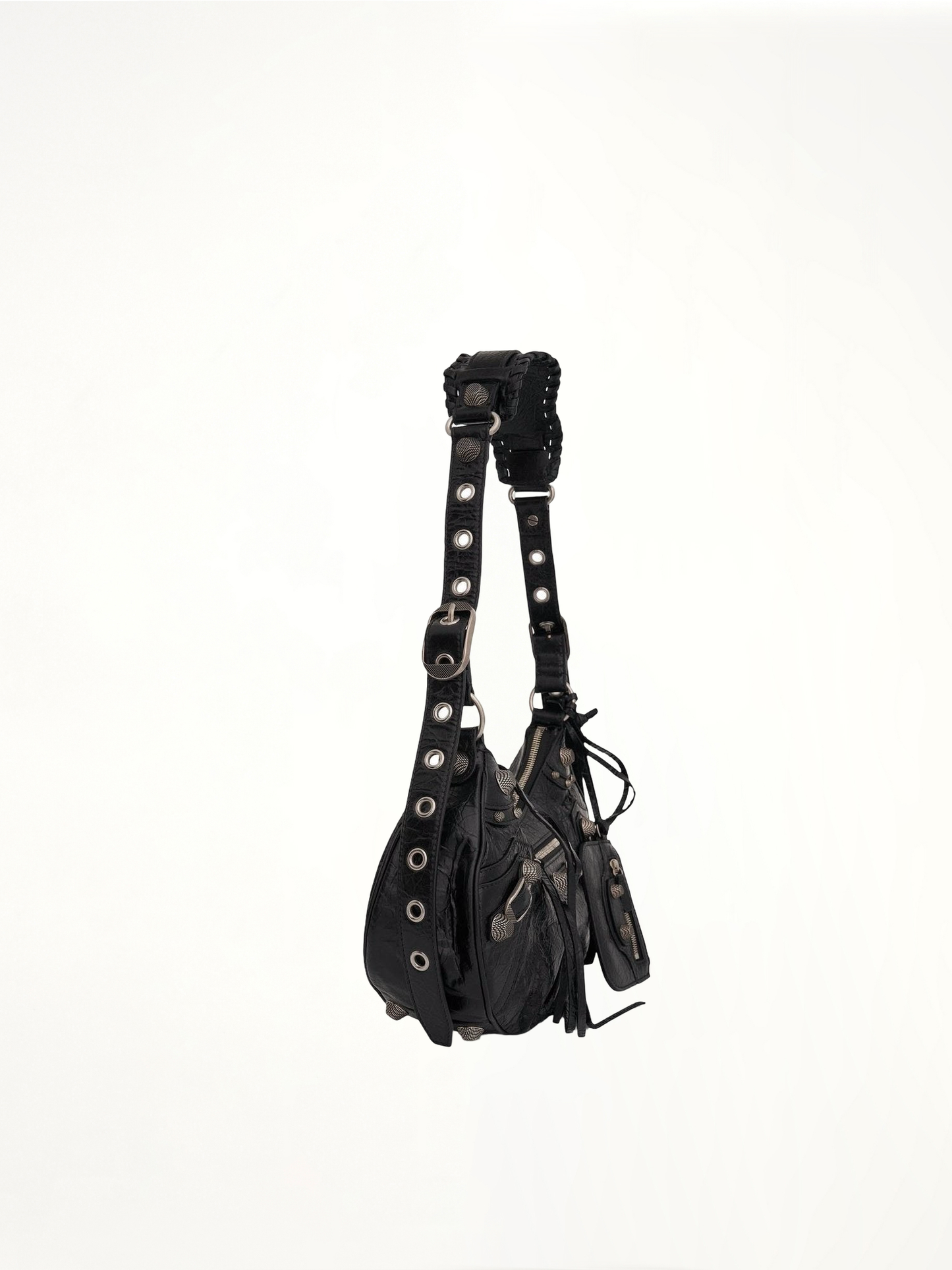 Le Cagole Small Shoulder Bag in Black/Silver