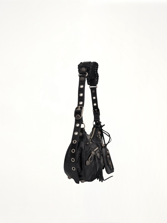 Le Cagole Small Shoulder Bag in Black/Silver
