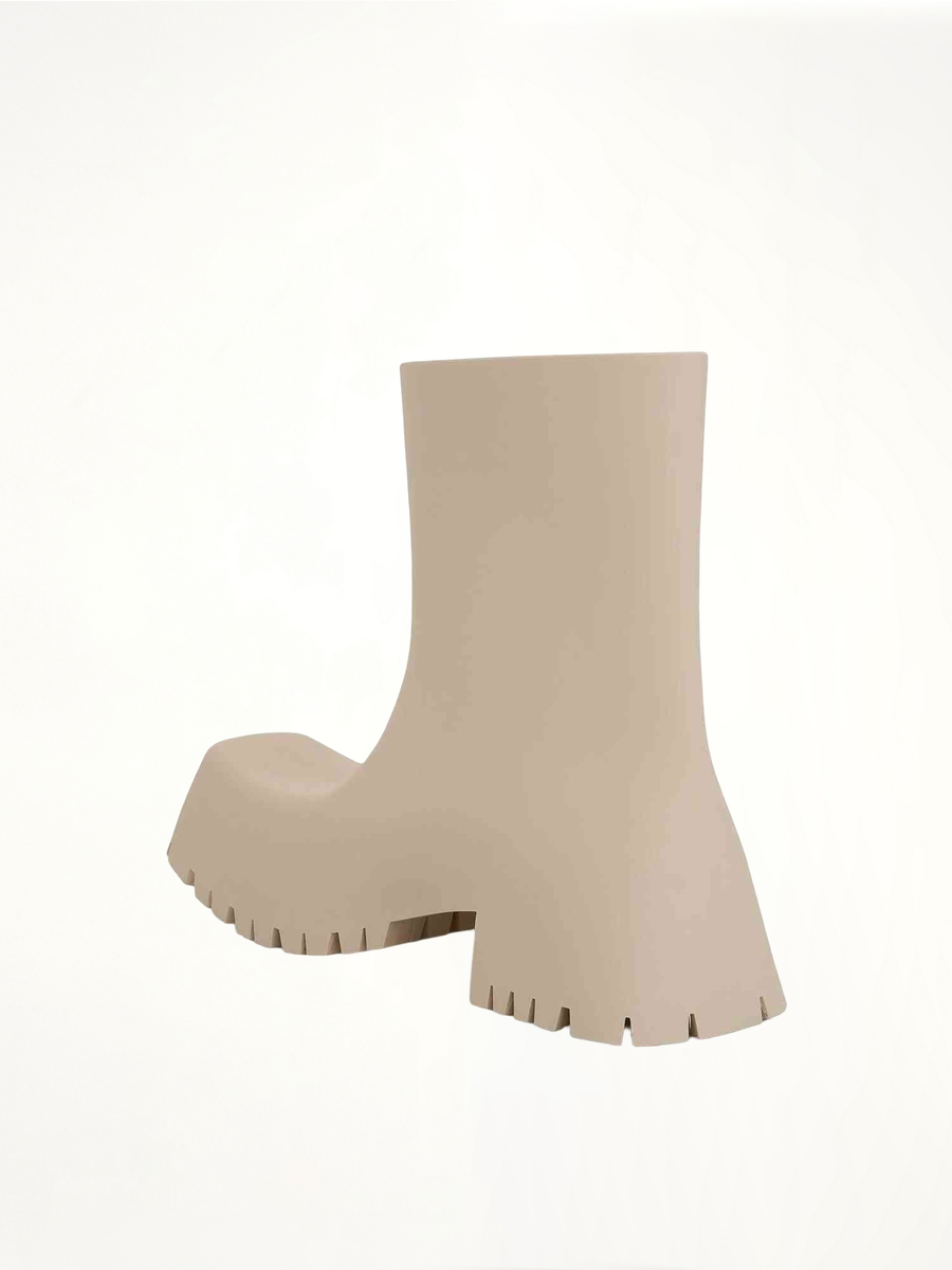 Trooper Rubber Low Boot in Beige Back View | BALENCIAGA