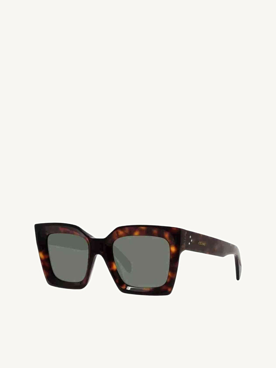 CL40130I Square Sunglasses with Green Lens in Dark Havana