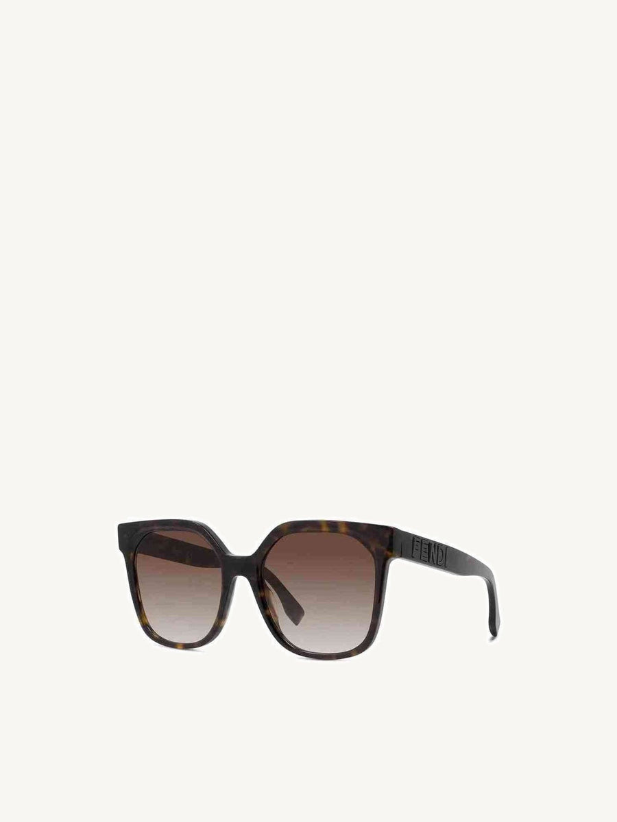 FE40007I Square Sunglasses with Gradient Brown Lens in Dark Havana