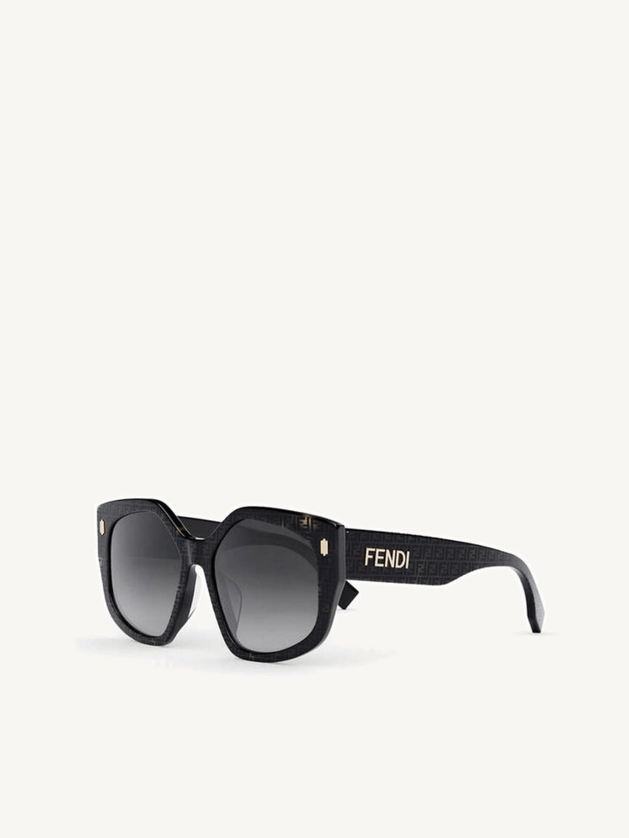FE40017F Geometric Sunglasses with Gradient Smoke Lens in Coloured Havana
