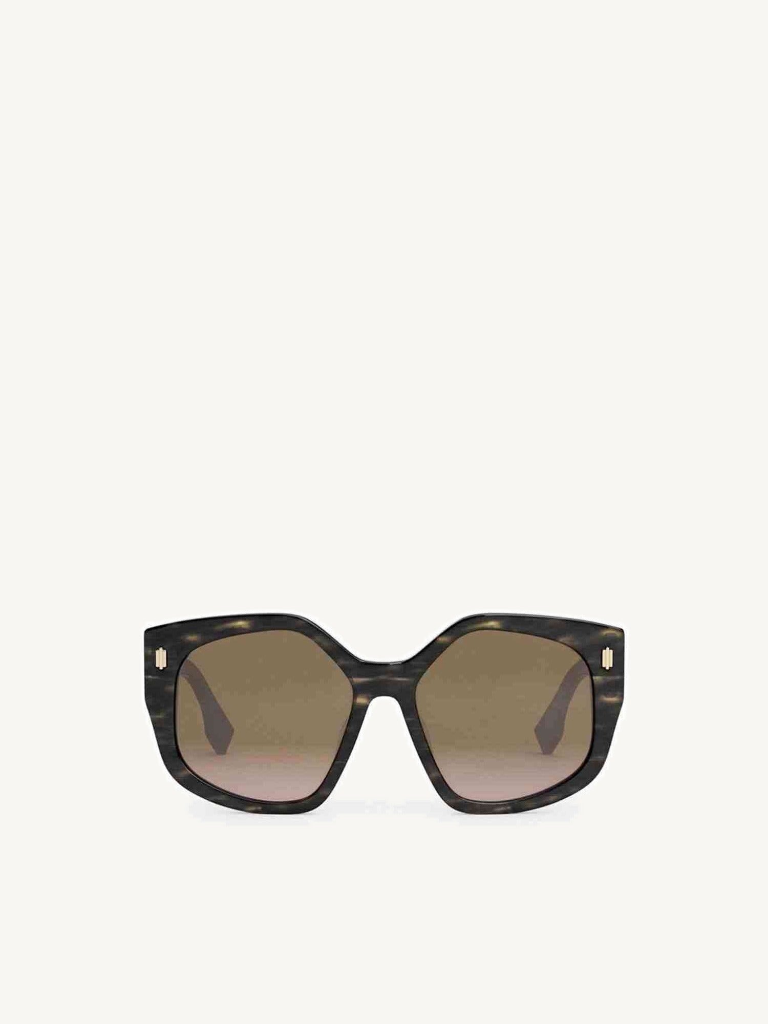 FE40017F Geometric Sunglasses with Bordeaux in Black Horn