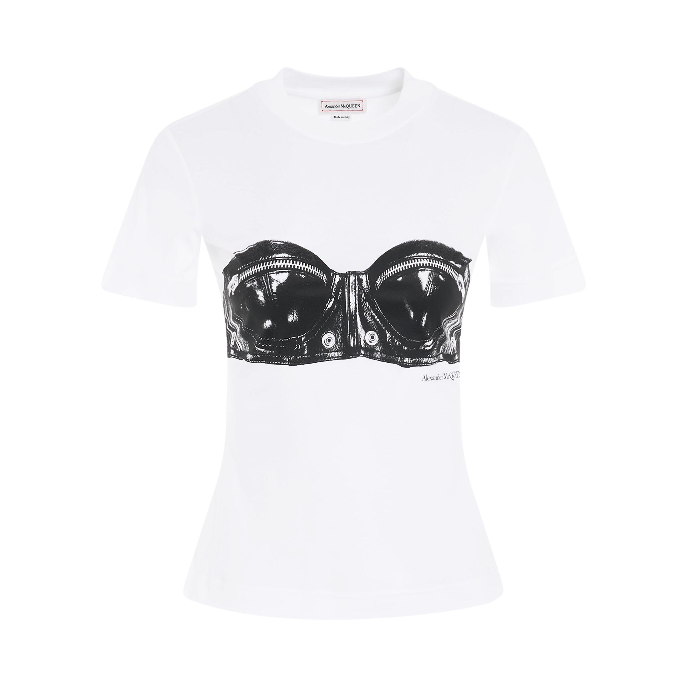 Bra Bustier Print Fitted T-Shirt in White