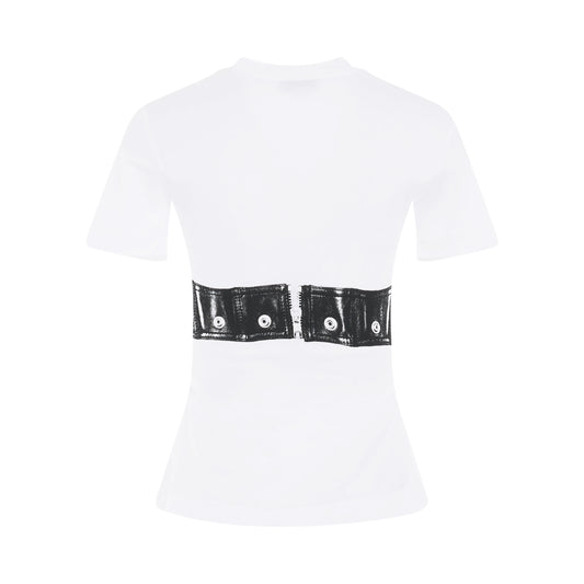 Bra Bustier Print Fitted T-Shirt in White