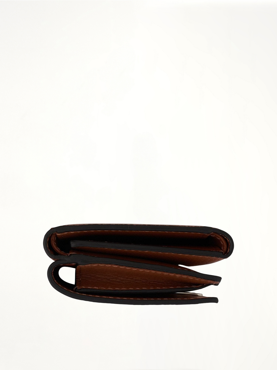 Anagram Trifold Wallet Pebble Grain Calfskin in Tan