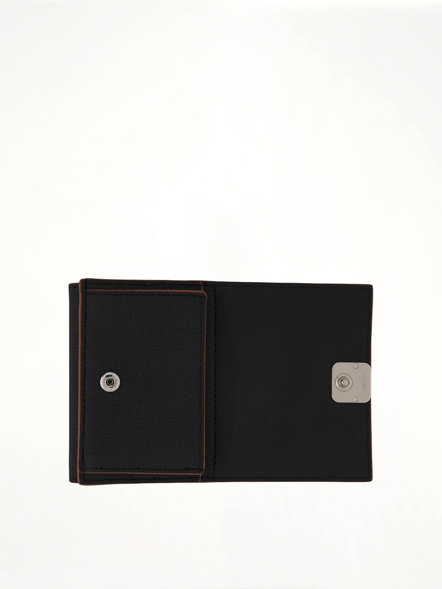 Anagram Trifold Wallet Pebble Grain Calfskin in Black