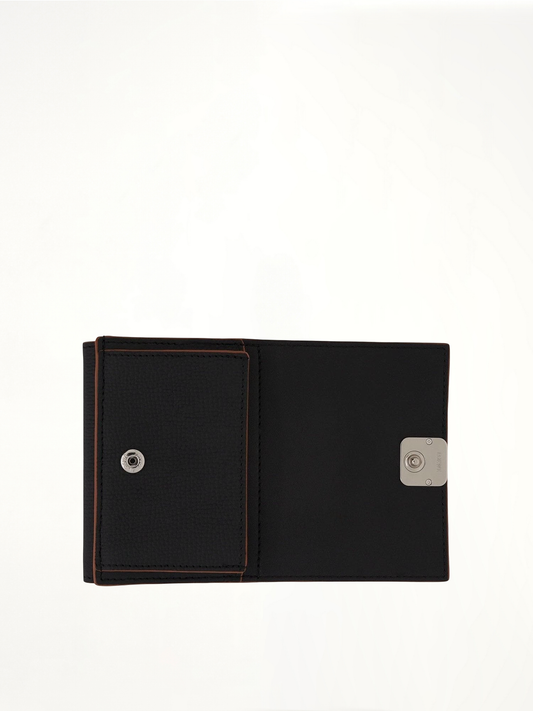 Anagram Trifold Wallet Pebble Grain Calfskin in Black