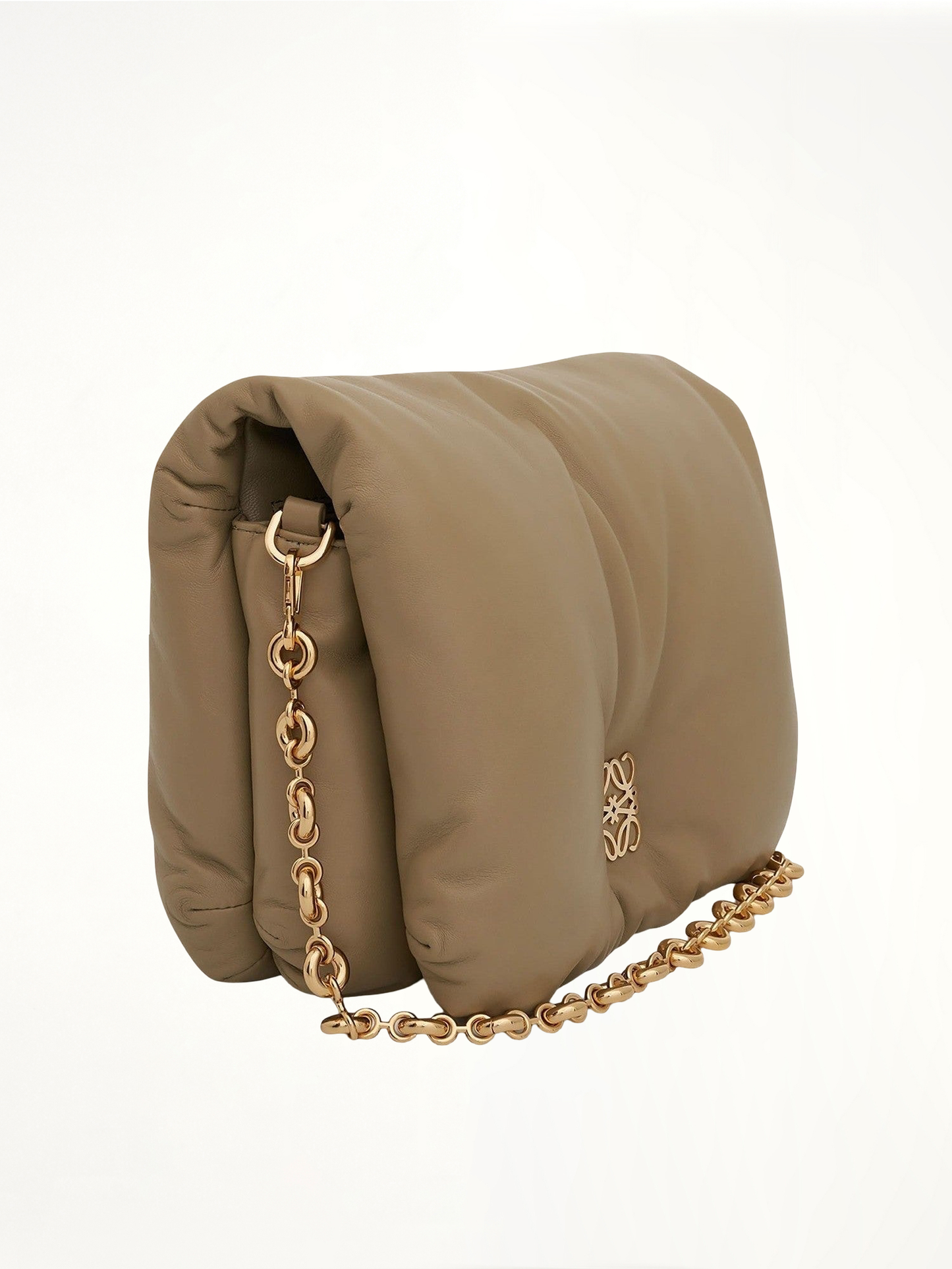 Puffer Goya Bag in Shiny Nappa Lambskin in Clay Green