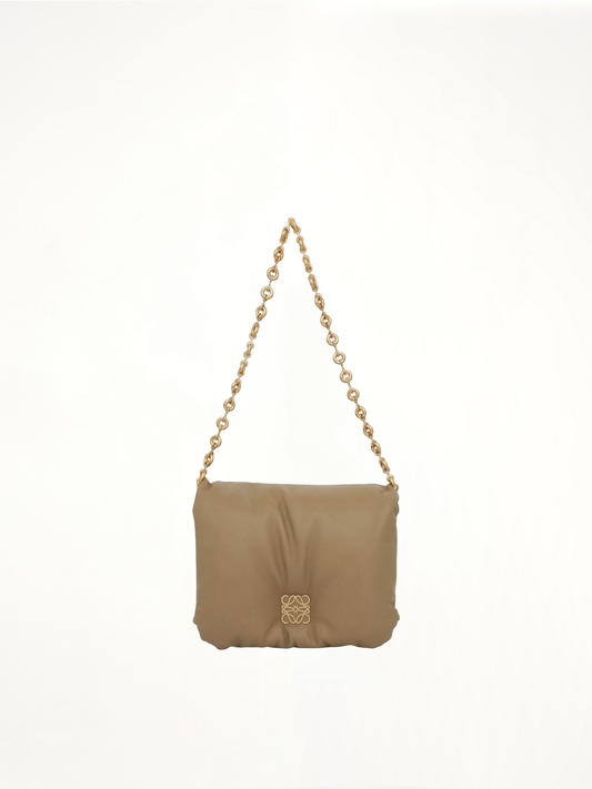 Puffer Goya Bag in Shiny Nappa Lambskin in Clay Green