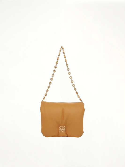 Puffer Goya Bag in Shiny Nappa Lambskin in Camel