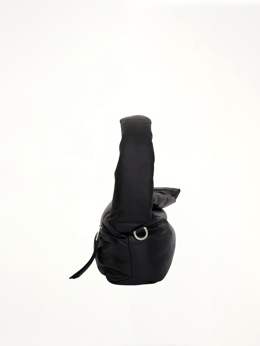 Puffer Puzzle Hobo Bag in Shiny Nappa Lambskin in Black