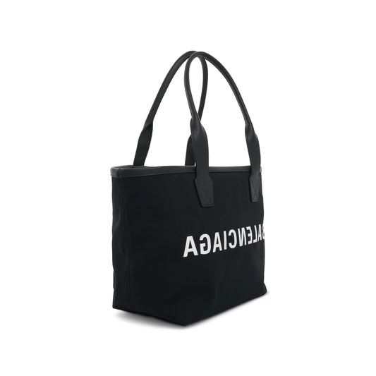 Jumbo Canvas Tote Bag in Black/White